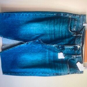 NWT Calvin Klein High Rise Denim skirt front slit size 32